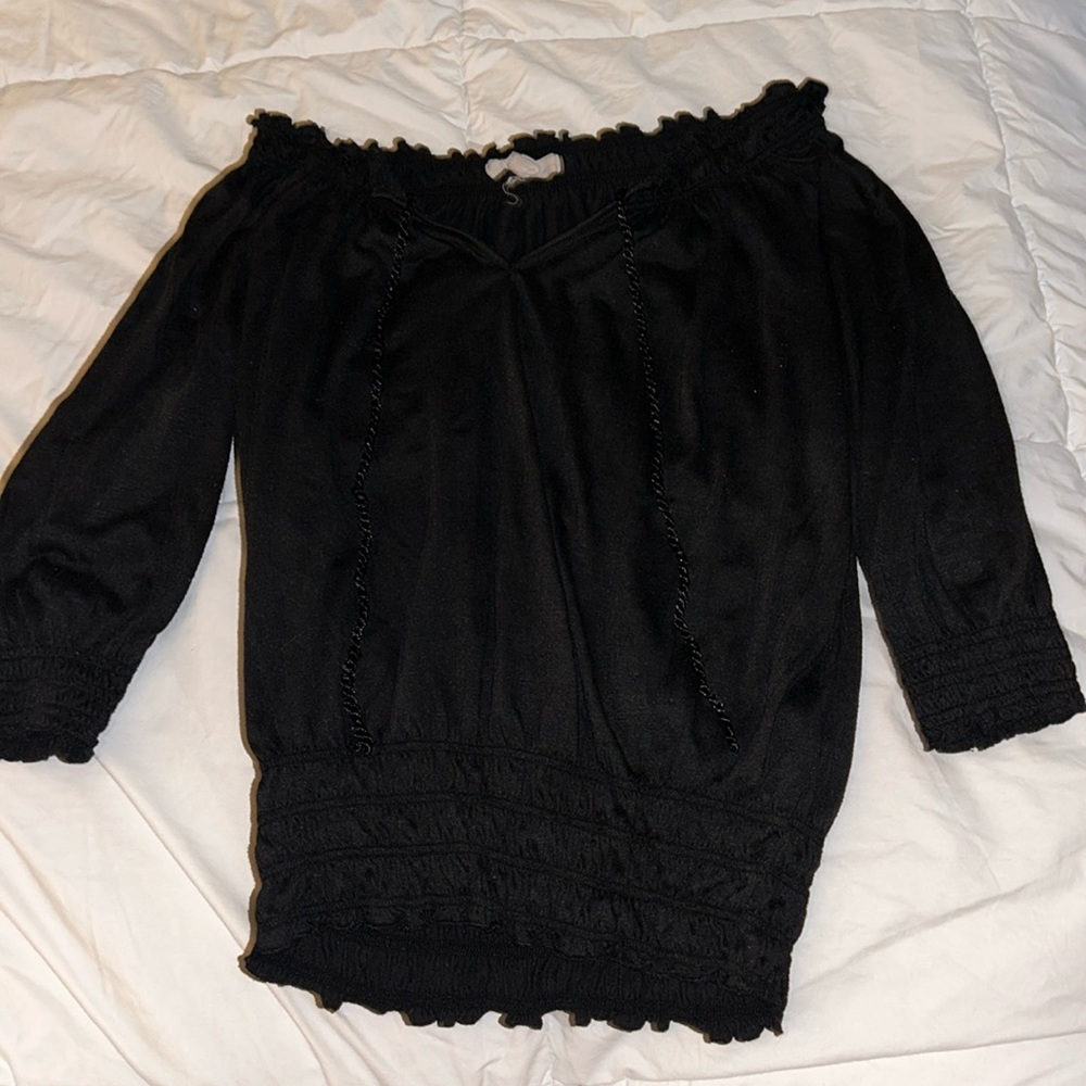 Black off the shoulder blouse